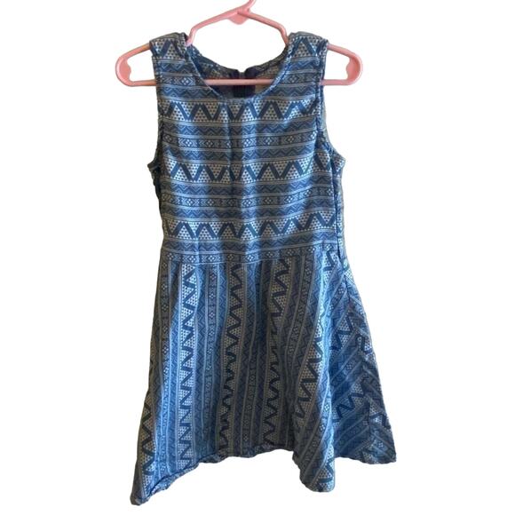 Lafi’s Girl Blue Patterned Lightweight Sleeveless Fit & Flare Dress Size 8 - Picture 1 of 4